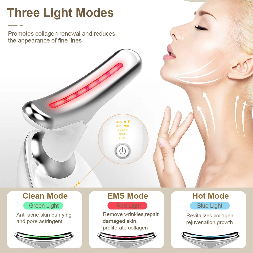 Neck and Face Lifting Massager LED+EMS Skin Tightening Device