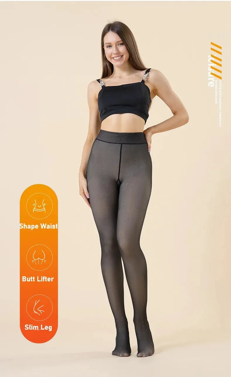 Flawless™ Fleece-Lined High-Waist Sheer Leggings – Warm, Slimming & Seamless