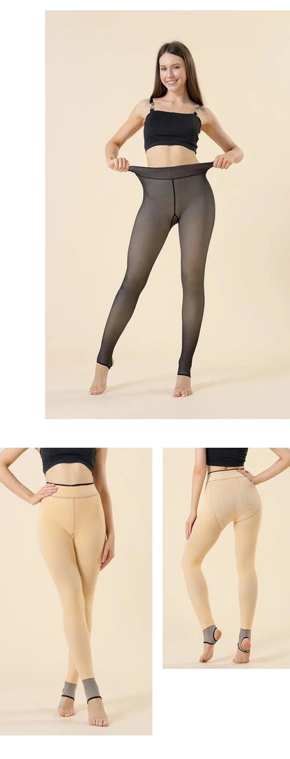 Flawless™ Fleece-Lined High-Waist Sheer Leggings – Warm, Slimming &amp; Seamless