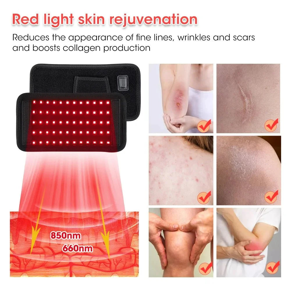 Red LED Light Therapy Belt - Portable Red Light Therapy Belt for Body Slimming and Pain Relief